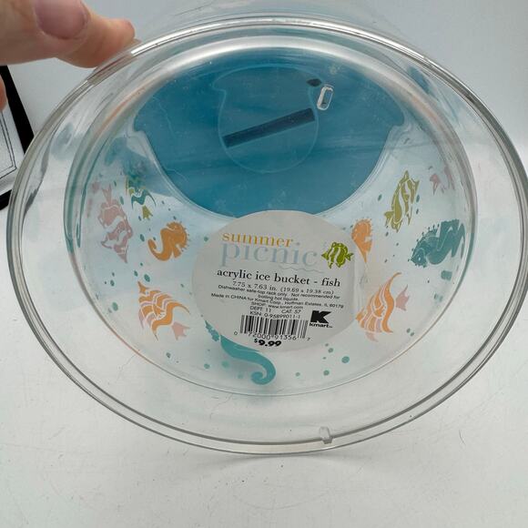 Retro Kmart Summer Picnic Acrylic Ice Bucket Fish Sea Life Tropical Beach - Picture 6 of 7